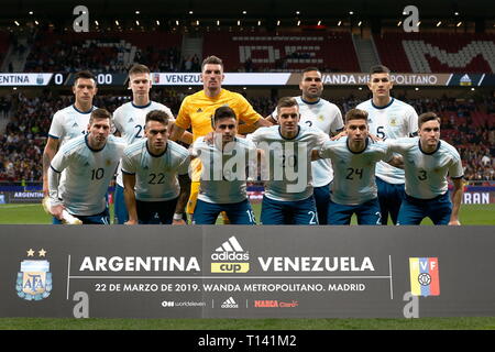 Argentina team group line-up (ARG), MARCH 22, 2019 - Football / Soccer : International friendly match between Argentina 1-3 Venezuela at the Estadio Wanda Metropolitano in Madrid, Spain. (Photo by Mutsu Kawamori/AFLO) [3604] Stock Photo