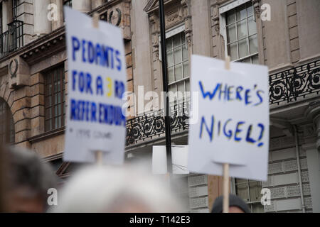 London, UK, 23rd March, 2019, Brexit march: Thousands join referendum protest. Costanza Umilta/Alamy Live News Stock Photo