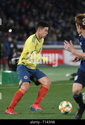 Tokyo, Japan. 22nd Mar, 2019. J. Rodriguez of the Colombia drives the ball during the International Yokohama Stadium in Yokohama Japan. Friday, March 22, 2019. Photo by: Ramiro Agustin Vargas Tabares Credit: Ramiro Agustin Vargas Tabares/ZUMA Wire/Alamy Live News Stock Photo