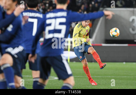 Tokyo, Japan. 22nd Mar, 2019. Rodriguez kick the ball during the Kirin Challenge Cup 2019 between Colombia and Japan at the International Yokohama Stadium in Yokohama Japan. Friday, March 22, 2019. Photo by: Ramiro Agustin Vargas Tabares Credit: Ramiro Agustin Vargas Tabares/ZUMA Wire/Alamy Live News Stock Photo