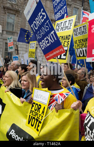 London, UK 23rd March 2019: Seven days before the original for the UK to leave the EU, hundreds of thousands of Brexit protestors marched through central London calling for another EU referendum. Organisers of the 'Put It To The People' campaign say more than a million people joined the march before rallying in front of Parliament. Photo by Richard Baker / Alamy Live News Stock Photo