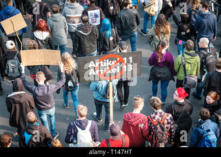 Berlin, Germany - march 23, 2019: Demonstration against EU copyright reform  / article 11 and article 13  in Berlin Germany.
