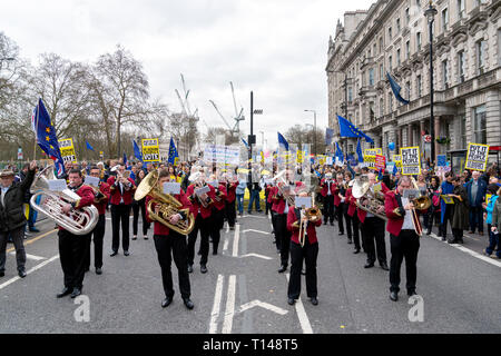 London, UK. 23rd March 2019. Thousands of people come to a demonstration calling for a second referendum on Britain exit from EU, known as Brexit. Stock Photo