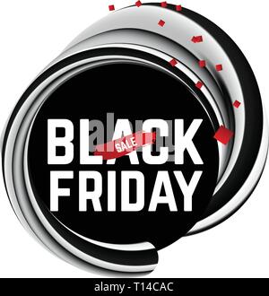 rBlack friday iscription on black white 3d vector liquid gradient background Stock Vector