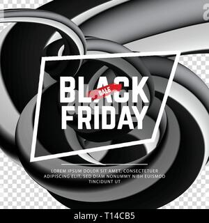 rBlack friday iscription on black white 3d vector liquid gradient background Stock Vector