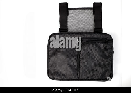 Black chest rig bag on a white isolated background. Stock Photo