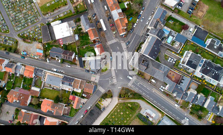 Aerial photo of a crossroad in Nantes city, France Stock Photo