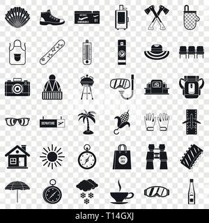Vacation icons set, simple style Stock Vector