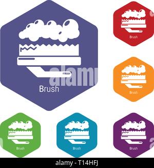 Carpet brush icons vector hexahedron Stock Vector