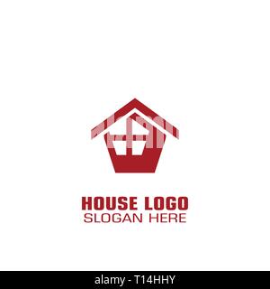House graphic logo template, creative real estate logo, simple flat design. Stock Vector