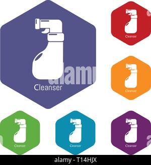 Cleaning spray icons vector hexahedron Stock Vector