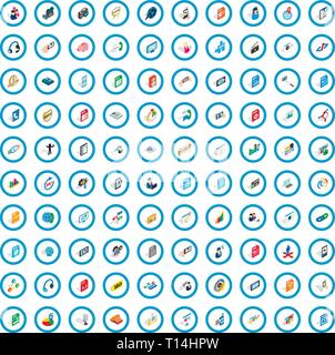 100 media icons set, isometric 3d style Stock Vector