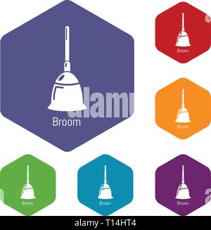 Broom icons vector hexahedron Stock Vector