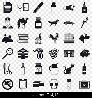 Veterinary icons set, simple style Stock Vector