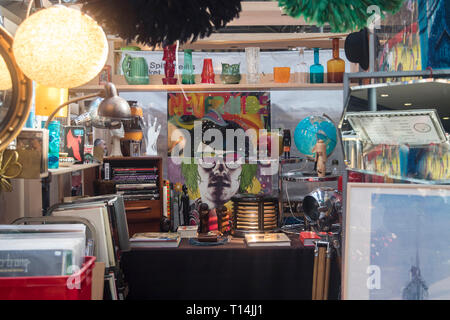 LONDON, UK-March 17, 2019: Shoppers at Spitalfields Antic Market Market is fourth most popular attraction in city attracting over 100,000 people each  Stock Photo