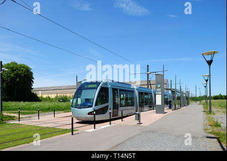 Tramway Valenciennes, Denain, Station Allende - Tramway Valenciennes, Denain, Allende Station Stock Photo