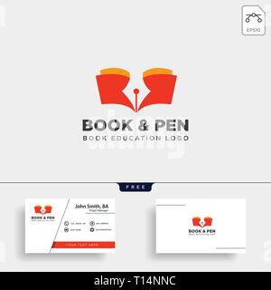 book pen or writer simple logo template vector illustration icon element - vector file Stock Vector