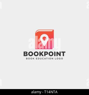 book pin marker or navigation map simple line logo template vector illustration icon element - vector file Stock Vector