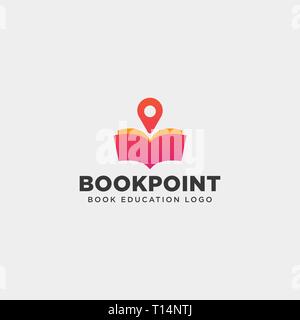 book pin marker or navigation map simple line logo template vector illustration icon element - vector file Stock Vector