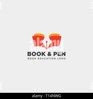 book pen or writer simple logo template vector illustration icon element - vector file Stock Vector