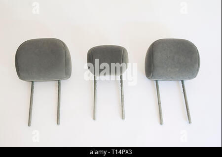 Fabric car head rests from a Ford Galaxy Stock Photo