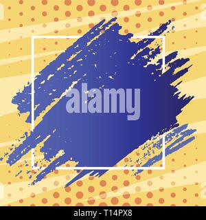 Blue Tone Paint Inside Square Line Frame. Textured Smudges with Blank Space Design business concept Empty copy space modern abstract background Stock Vector