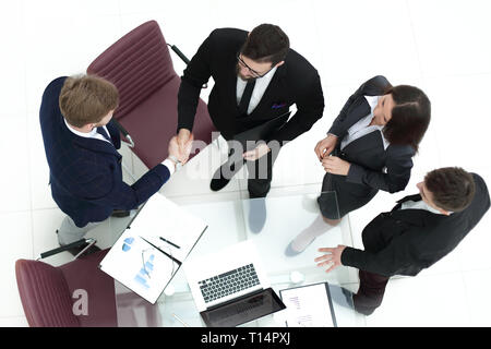 from the top view.handshake of financial partners at the meeting Stock Photo