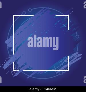 Blue Tone Paint Inside Square Line Frame. Textured Smudges with Blank Space Business Empty template for Layout for invitation greeting card promotion  Stock Vector