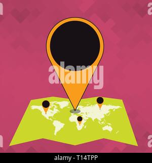 Colorful Huge Location Marker Pin Pointing to an Area or GPS Address on Map Design business concept Empty template copy space text for Ad website isol Stock Vector