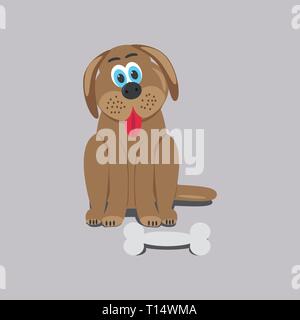 Cartoon dogs with big bone Stock Vector