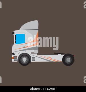 Truck for trailer driving on remote highway. Vehicle delivery transport logistic car lorry shipping business transportation. Stock Vector