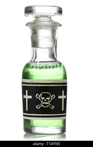 vintage glass bottle of poison isolated on white background Stock Photo