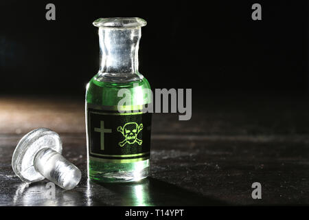 vintage glass bottle of poison Stock Photo