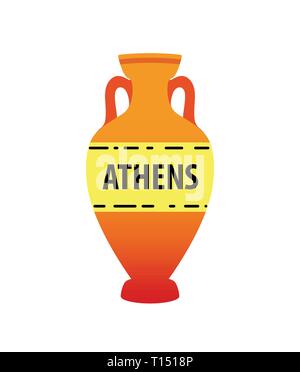 Vector greek amphora image isolated on white. Colorful ancient earthenware symbol. Stock Vector