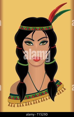Native american indian woman in traditional costume Stock Vector Image ...