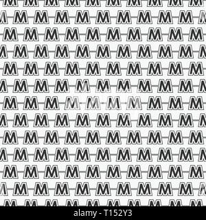 Vector seamless pattern of alphabet letter M Stock Vector