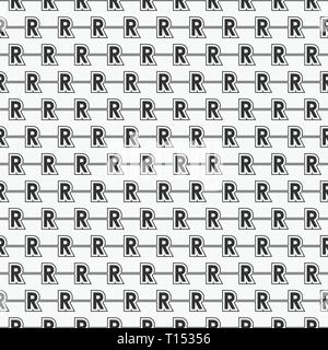 Vector seamless pattern of alphabet letter R Stock Vector