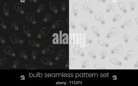 Incandescent light bulb seamless pattern set, great design for any purposes. Seamless vector background Stock Vector