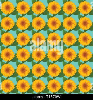 Sunflower seamless vector pattern for Postcards, wallpaper, web background, Print and fabric Stock Vector