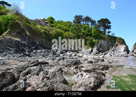 Lee Bay or just Lee is a small village on the North Devon coast near Woolacombe, Devon, UK Stock Photo