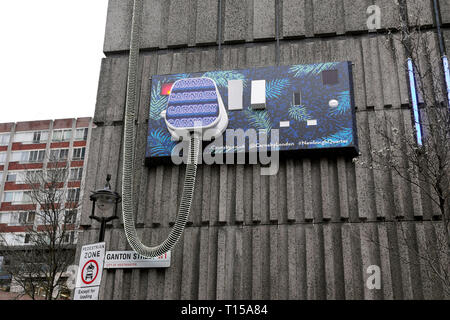 Electrical oversized plug artwork near Carnaby Street on Ganton Street in London England W1  KATHY DEWITT Stock Photo