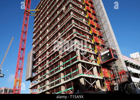New residential & office space building under construction & crane at Finsbury Tower in 103-105 Bunhill near Old Street London EC1  UK  KATHY DEWITT Stock Photo