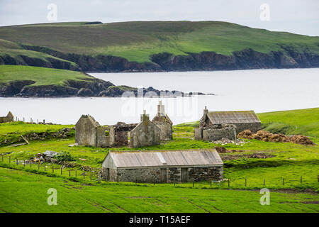 United Kingdom, Scotland, Shetland Islands, abandonded farm Stock Photo