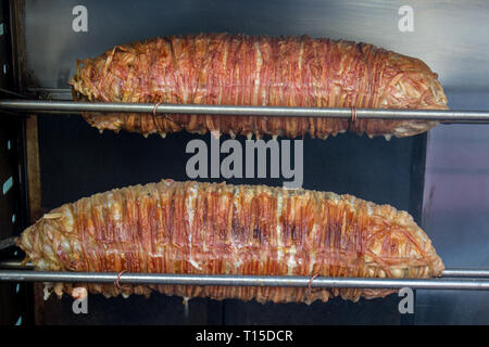 Turkish street food. Kokorec Stock Photo