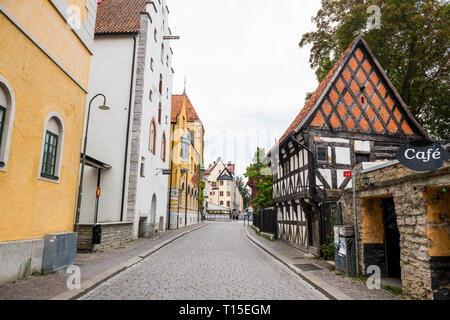 Sweden, Gotland County, Visby, Old town, Cobblestone street Stock Photo