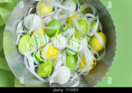 Bowl of painted Easter eggs Stock Photo