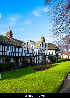 The model  village of Port Sunlight near Liverpool, created by William Hesketh Lever for his Sunlight soap factory workers in 1888. Stock Photo