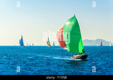 Bodrum, Turkey, 23 October 2010: Bodrum Cup Races, Gulet Wooden Sailboats Stock Photo