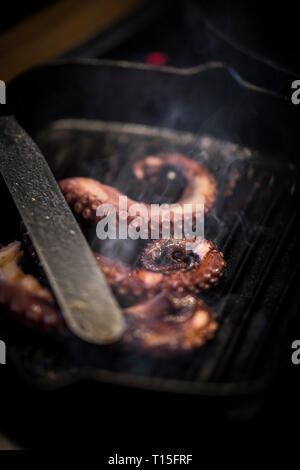Fried octopus arms Stock Photo