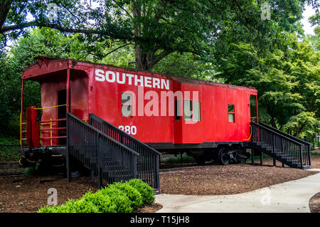 Old caboose at Pullen Park in Raleigh, NC Stock Photo